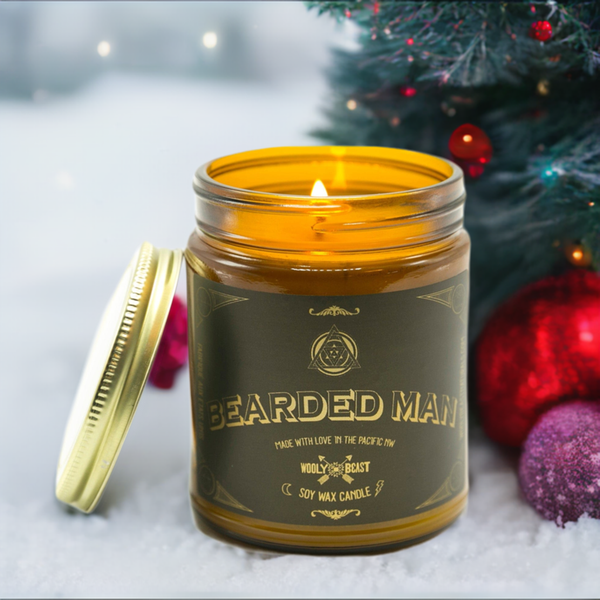 Cedarwood & Cinnamon --- Soy Wax Candle --- Bearded Man