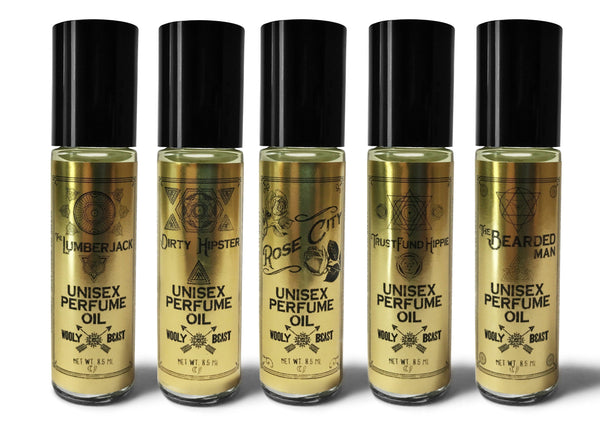 BEARDED MAN Scented Body Fragrance Oil | Cinnamon & Cedarwood Perfume Oils Wooly Beast Naturals
