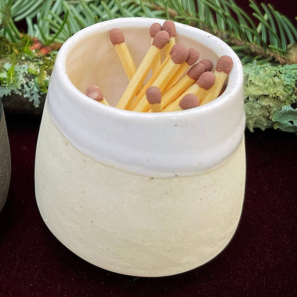 Ceramic Matchstick Holder Candle & Oil Warmers Wooly Beast Naturals White