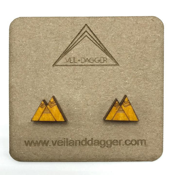Little Mountains Wooden Stud Earrings Jewelry Veil+Dagger