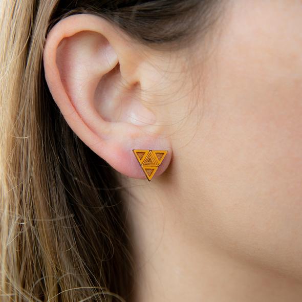 Little Triangles Wooden Stud Earrings Jewelry Veil+Dagger