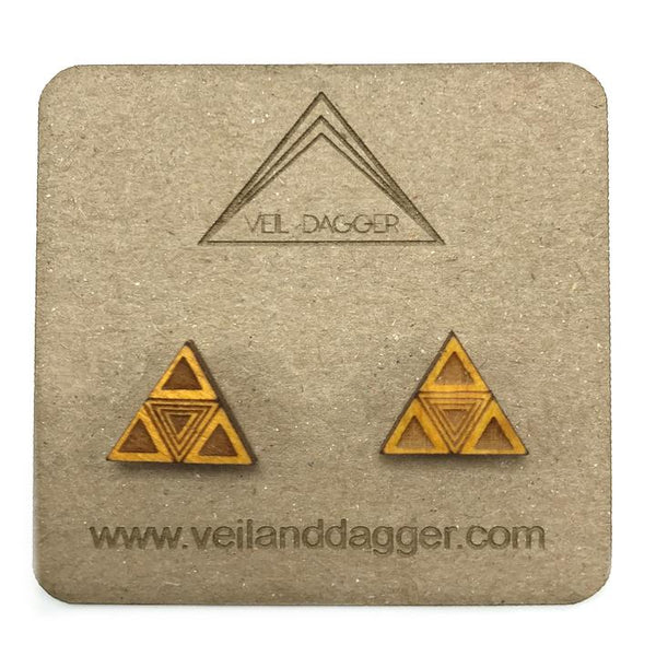 Little Triangles Wooden Stud Earrings Jewelry Veil+Dagger