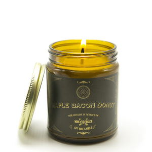 MAPLE BACON DONUT Soy Candle | Vanilla, Sugar, Maple,Bacon Candle Wooly Beast Naturals 9oz Amber Jar