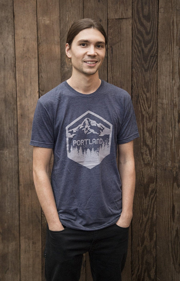 Portland Oregon, Mt. Hood Men's Tee by Wooly Beast shirts Wooly Beast Naturals