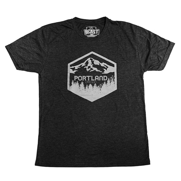 Portland Oregon, Mt. Hood Men's Tee by Wooly Beast shirts Wooly Beast Naturals S Vintage Black