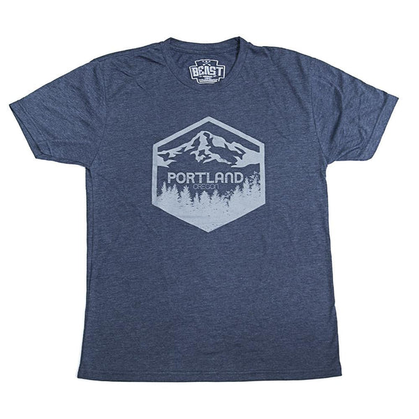 Portland Oregon, Mt. Hood Men's Tee by Wooly Beast shirts Wooly Beast Naturals S Vintage Navy