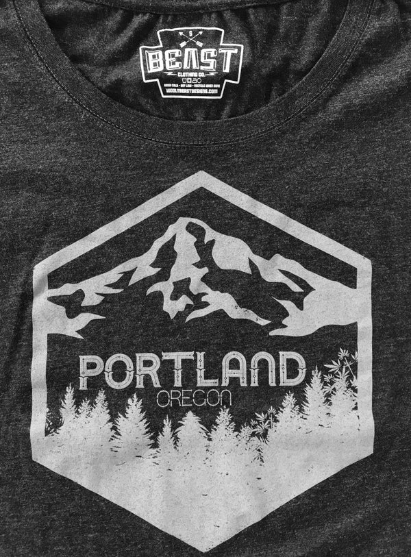 Portland Oregon Mt Hood Women's Tee by Wooly Beast shirts Wooly Beast Naturals