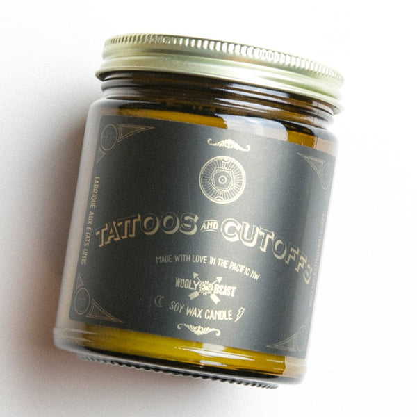 TATTOOS and CUTOFFS | Coconut and Vanilla | Soy Candle Candle Wooly Beast Naturals
