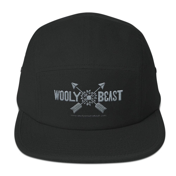 Wooly Beast camper hat on white background Hat is 5 panel style hat